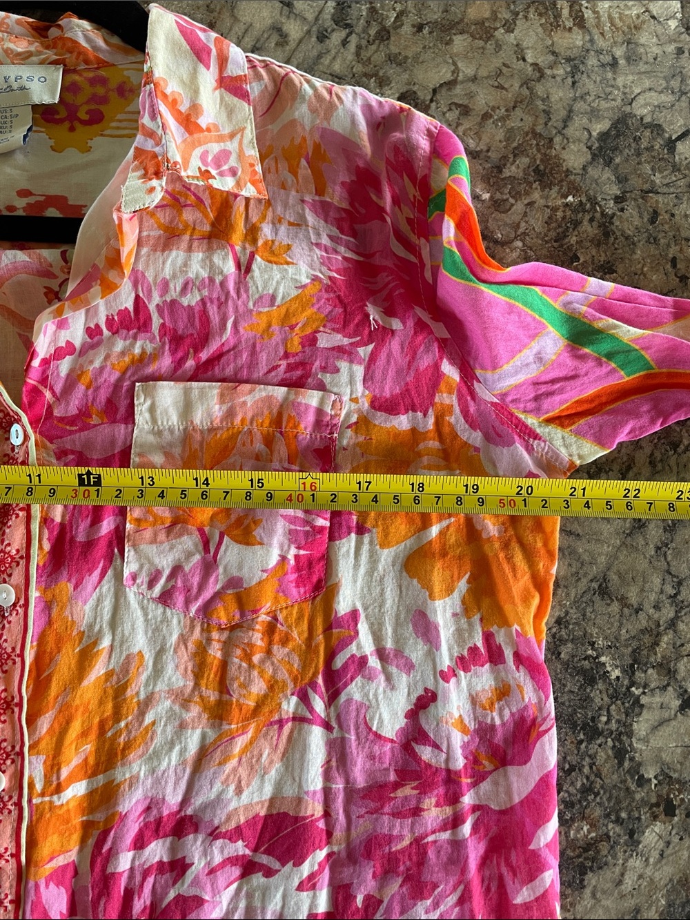 Calypso St. Barth Cotton Mixed Print Floral Patchwork Button-Down Shirt S Boho - Picture 9 of 11